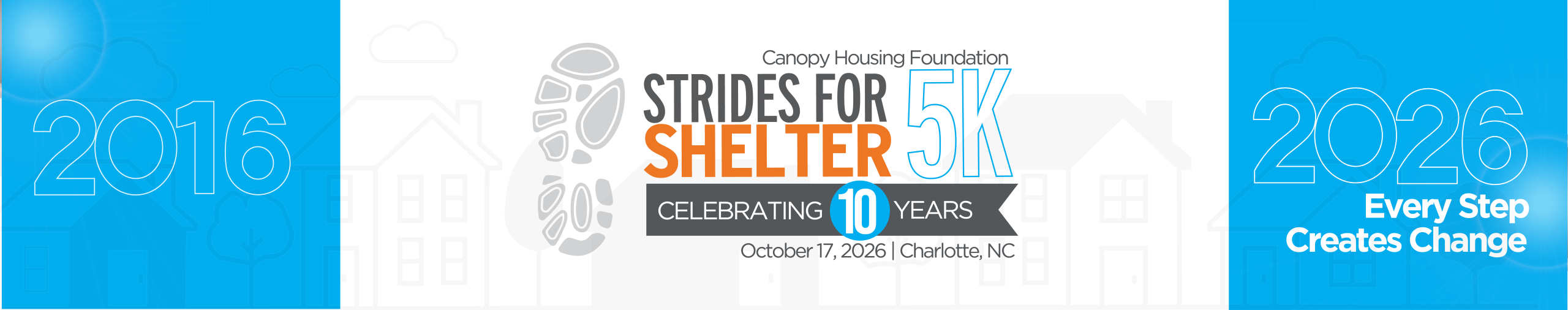 Strides for Shelter 5K 10th Anniversary banner